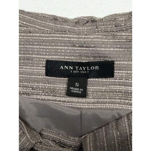 Ann Taylor Jacket Womens Small Gray Taupe Textured Blazer Snap Front Office Work - Picture 7 of 10